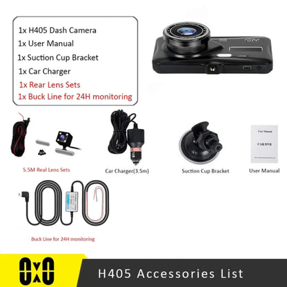 HD Dual Lens Car Camera Front Rear 1080p 4 Inch Screen