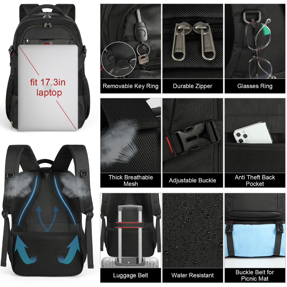 Spacious Hiking Backpack with Insulated Laptop Pocket