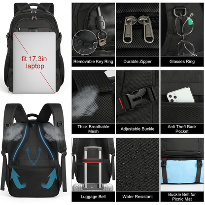 Spacious Hiking Backpack with Insulated Laptop Pocket