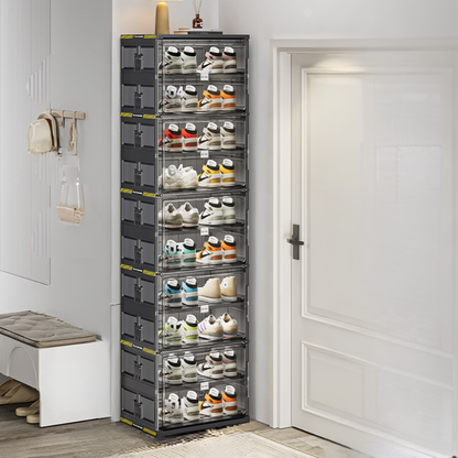 Space Saving 8 Shelf Shoe Rack with Transparent Containers - Lusomart