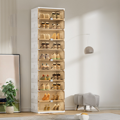 Space Saving 8 Shelf Shoe Rack with Transparent Containers