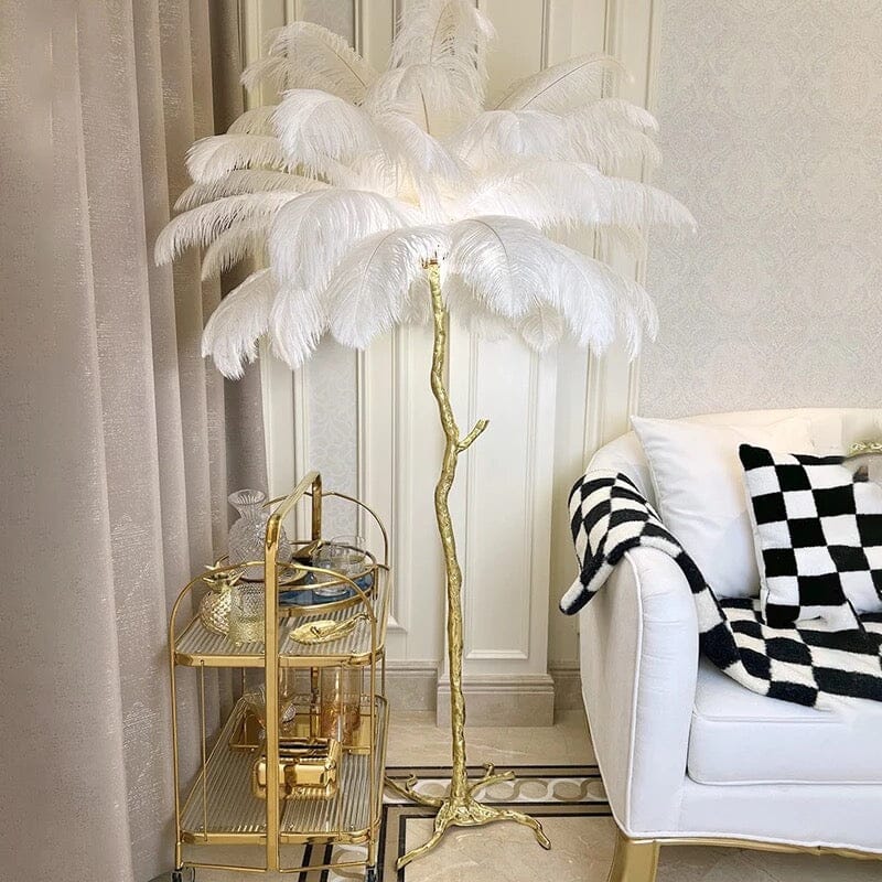 Delicate White Feather Floor Lamp