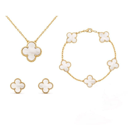 Golden Flower 3 Piece Necklace Earrings Bracelet Set