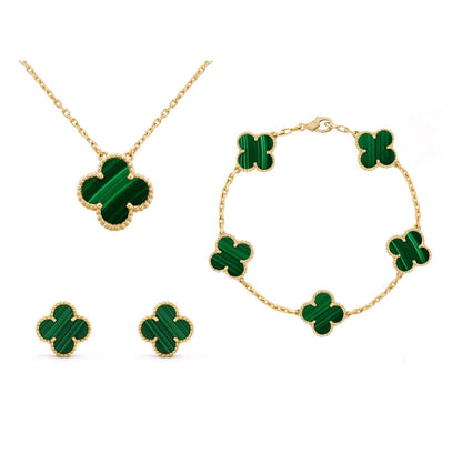Golden Flower 3 Piece Necklace Earrings Bracelet Set