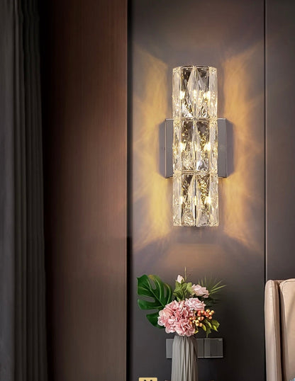 Crystal Glass LED Wall Lamp in Silver Finish