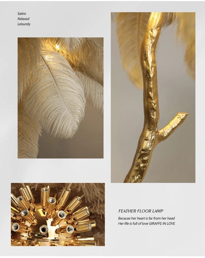 Delicate White Feather Floor Lamp