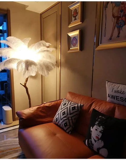 Delicate White Feather Floor Lamp