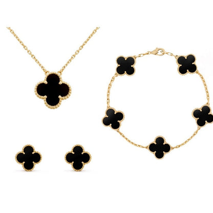 Golden Flower 3 Piece Necklace Earrings Bracelet Set