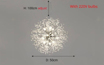 Luxurious Crystal Floral Pendant Light Fixture