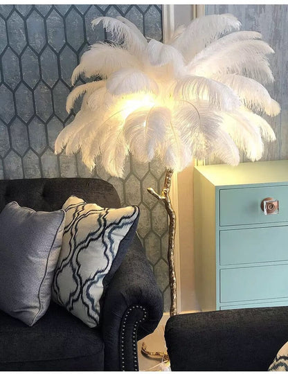 Delicate White Feather Floor Lamp