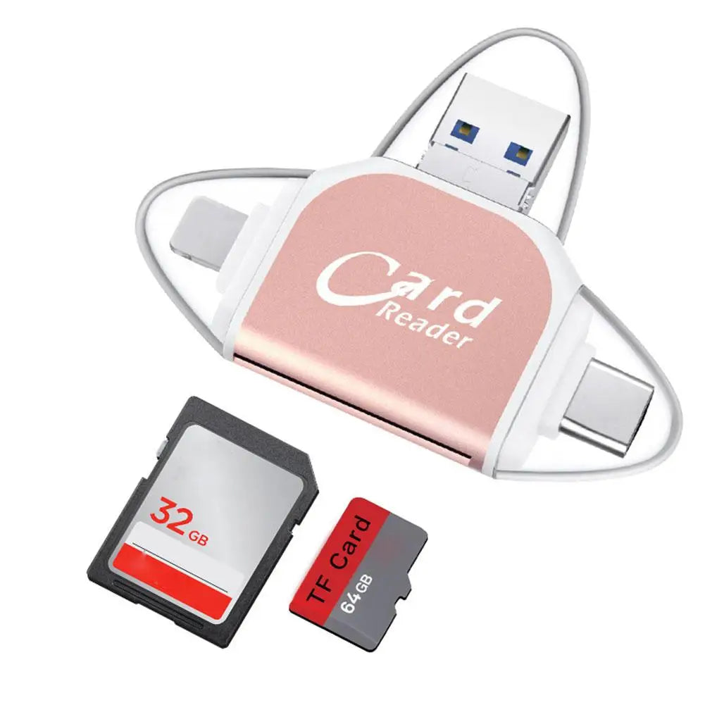 Compact 4-in-1 USB Card Reader