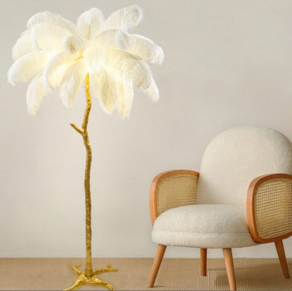Delicate White Feather Floor Lamp