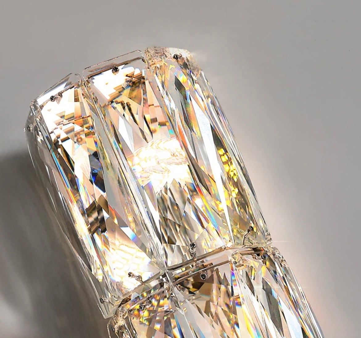 Crystal Glass LED Wall Lamp in Silver Finish
