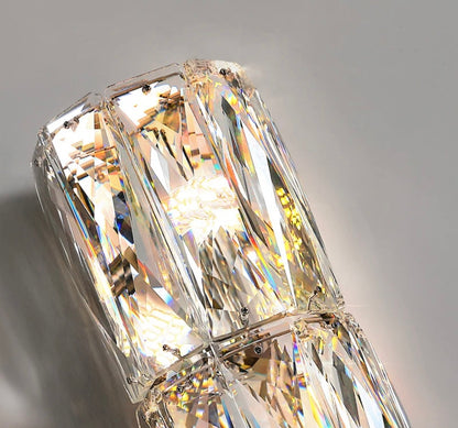 Crystal Glass LED Wall Lamp in Silver Finish
