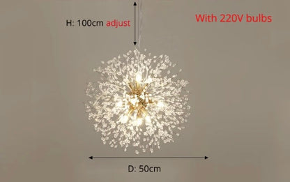 Luxurious Crystal Floral Pendant Light Fixture