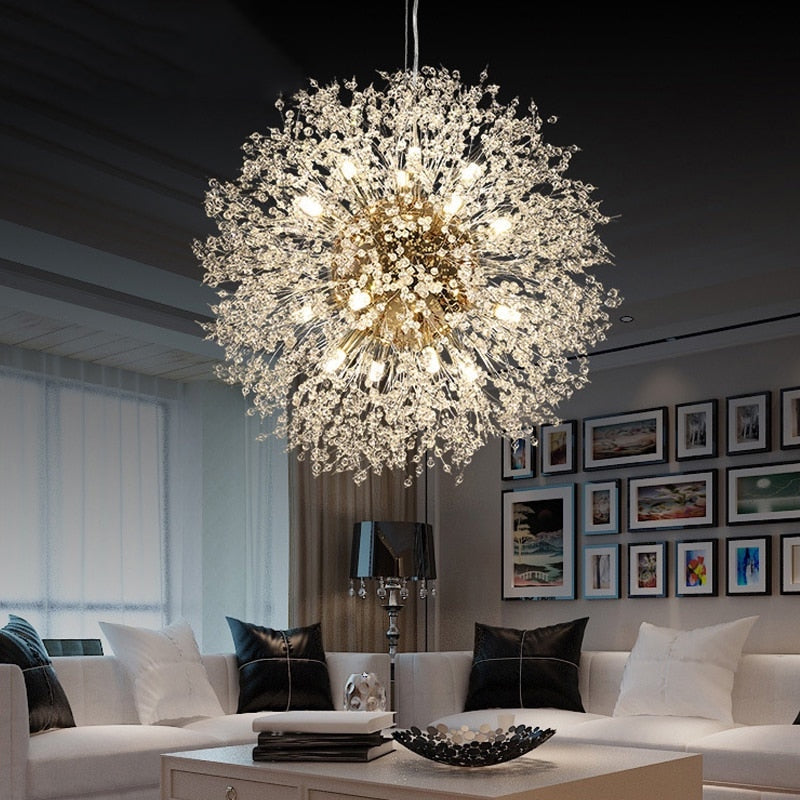 Luxurious Crystal Floral Pendant Light Fixture
