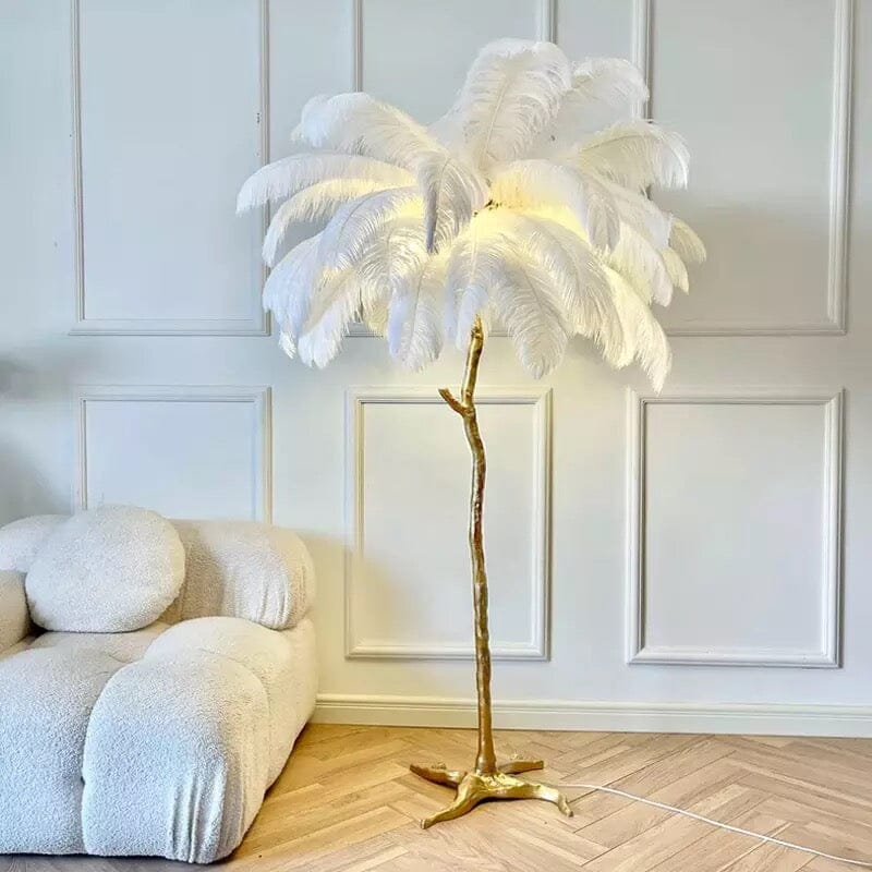 Delicate White Feather Floor Lamp