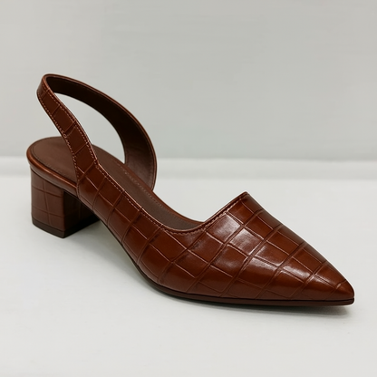 Comfortable Embossed High Heel Slingback Shoes for Women