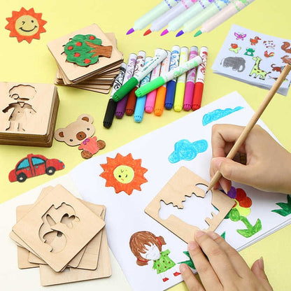 Fun Art Stencil Kit for Kids Drawing and Coloring - Lusomart