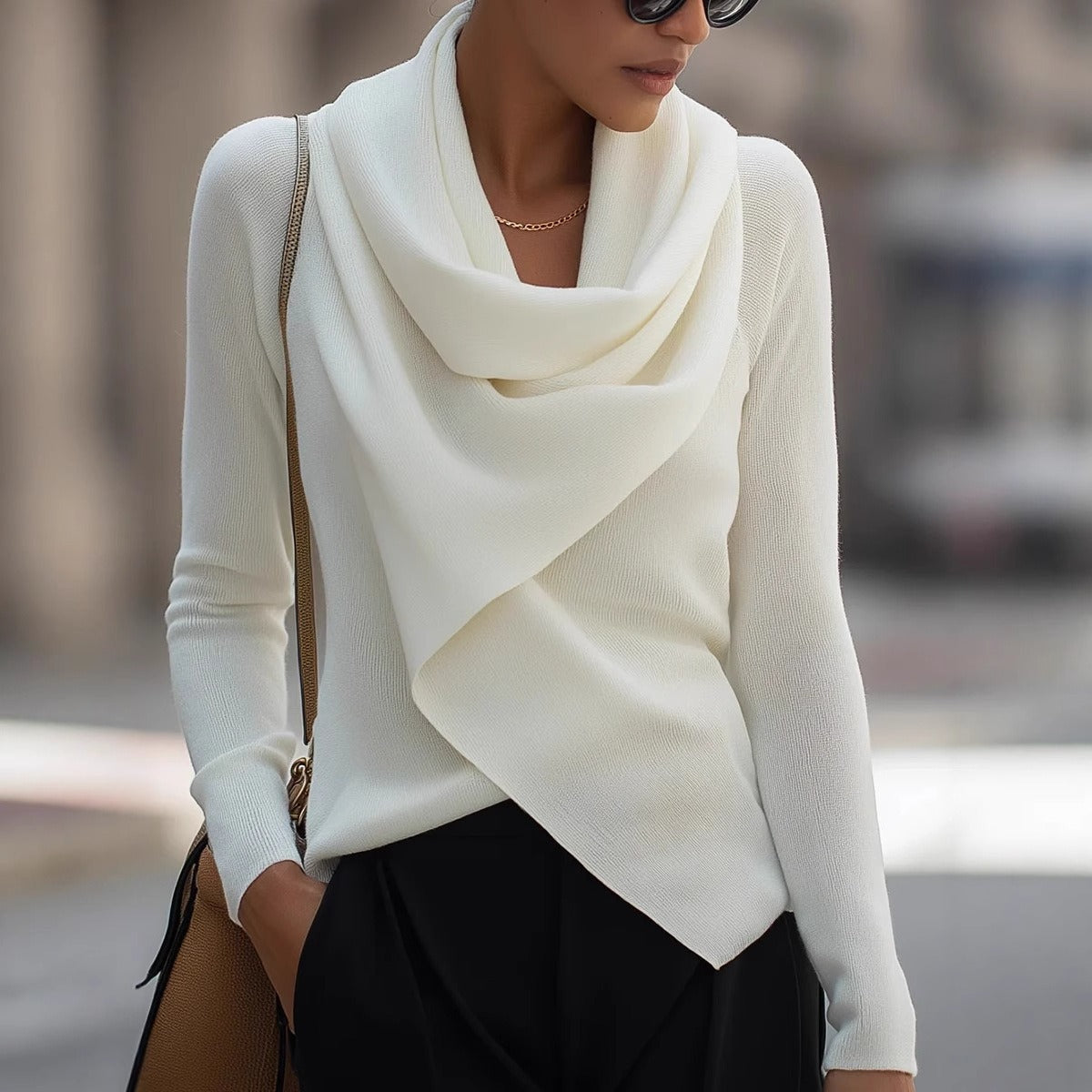 Cozy Crew Neck Sweater with Soft Knit Fabric - Lusomart