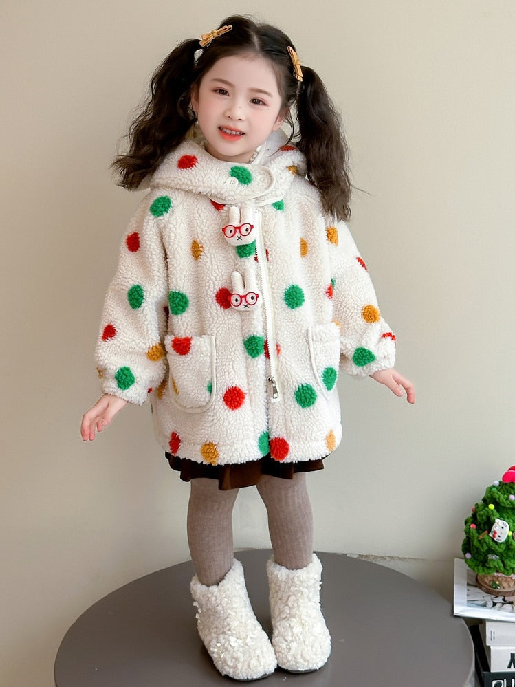 Cute Kids Dino Woolen Jacket for Girls