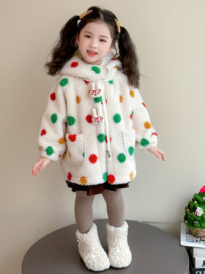 Cute Kids Dino Woolen Jacket for Girls