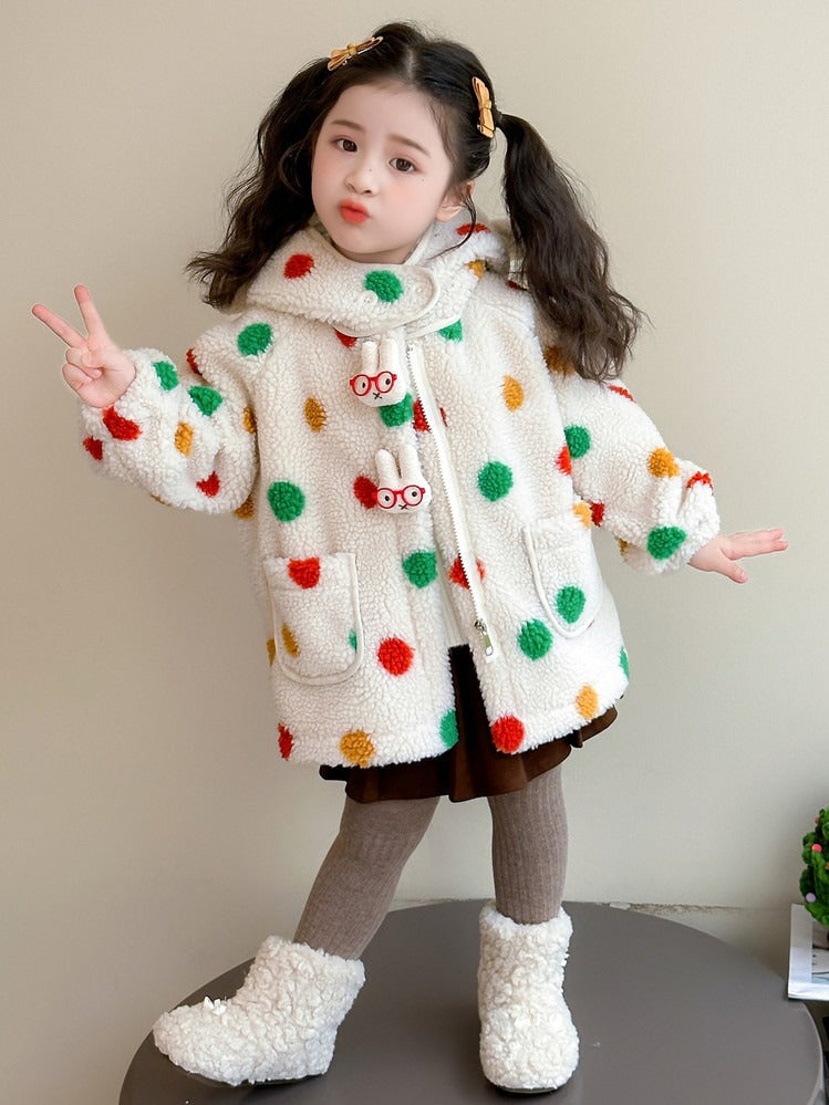 Cute Kids Dino Woolen Jacket for Girls