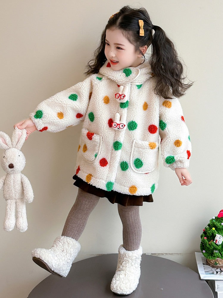 Cute Kids Dino Woolen Jacket for Girls