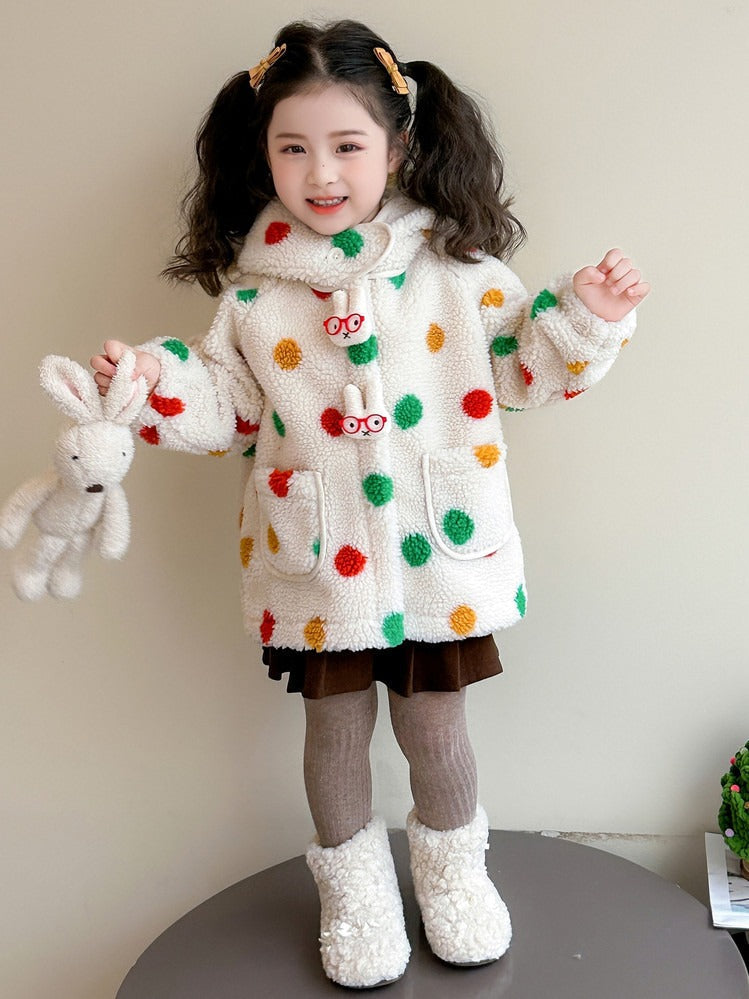 Cute Kids Dino Woolen Jacket for Girls