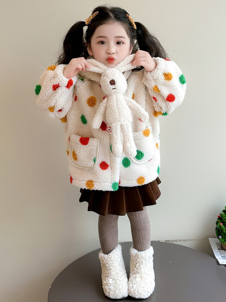 Cute Kids Dino Woolen Jacket for Girls