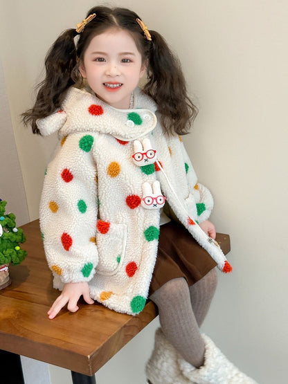 Cute Kids Dino Woolen Jacket for Girls