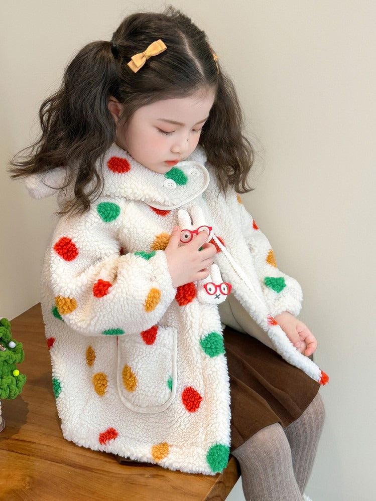 Cute Kids Dino Woolen Jacket for Girls