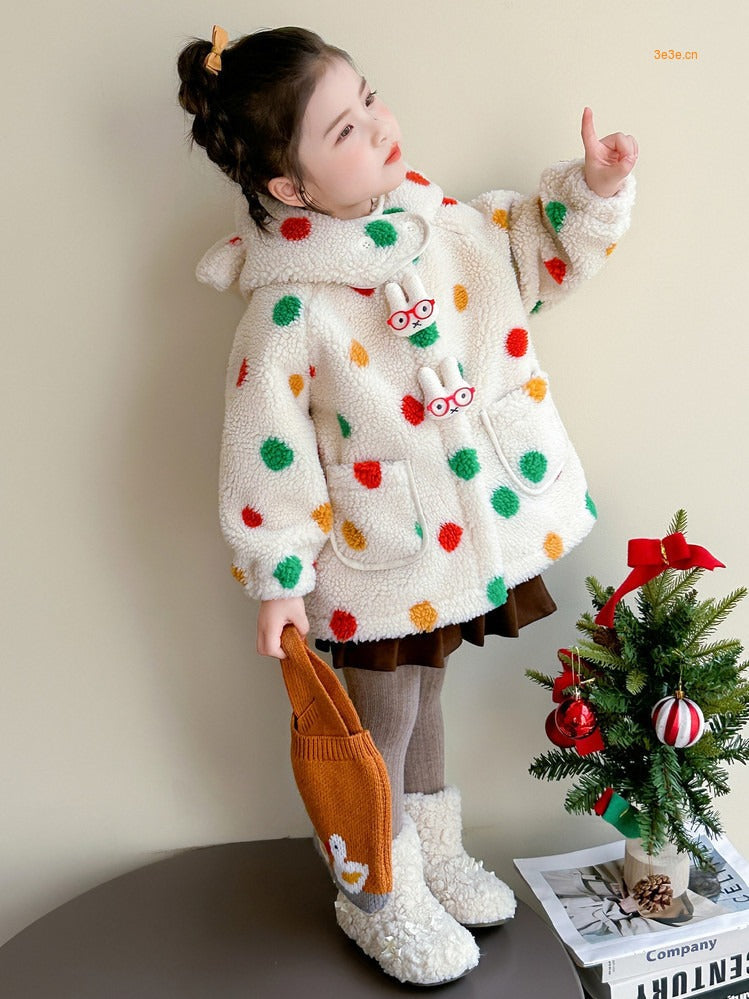 Cute Kids Dino Woolen Jacket for Girls