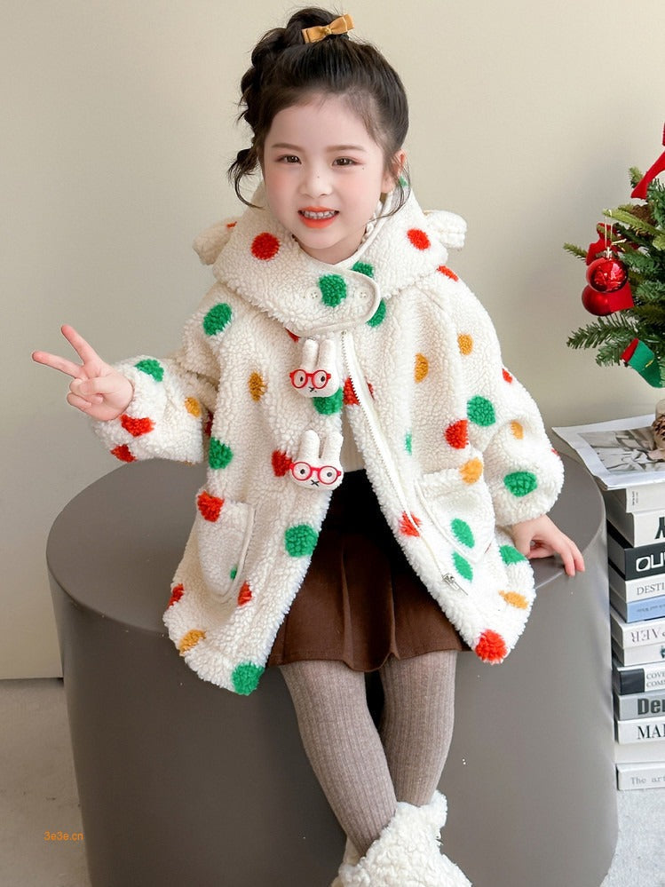 Cute Kids Dino Woolen Jacket for Girls