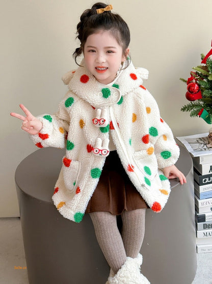 Cute Kids Dino Woolen Jacket for Girls