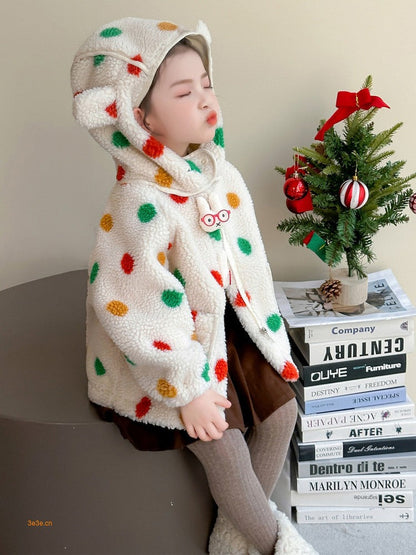 Cute Kids Dino Woolen Jacket for Girls