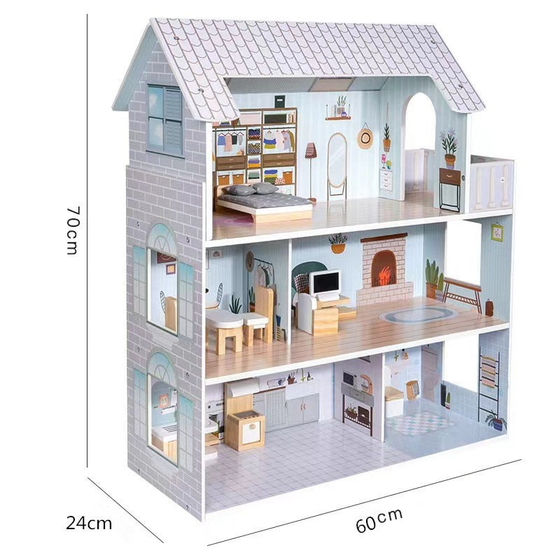 Spacious Wooden Doll House for Kids Play