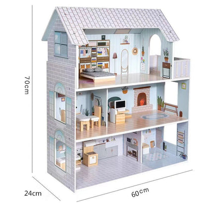 Spacious Wooden Doll House for Kids Play