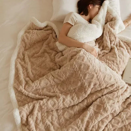 Plush Double Layer Woolen Throw Blanket