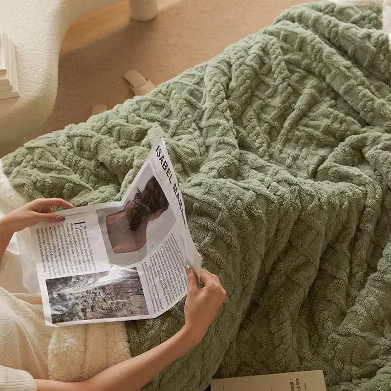 Plush Double Layer Woolen Throw Blanket