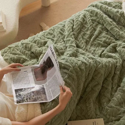 Plush Double Layer Woolen Throw Blanket