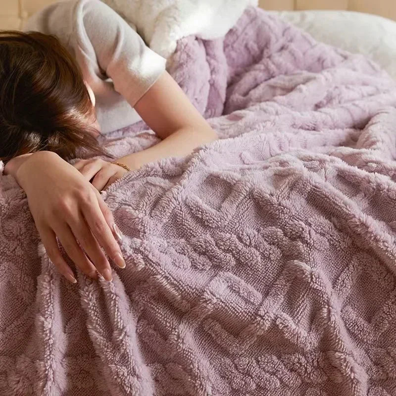 Plush Double Layer Woolen Throw Blanket