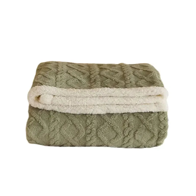 Plush Double Layer Woolen Throw Blanket