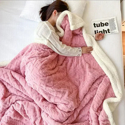 Plush Double Layer Woolen Throw Blanket