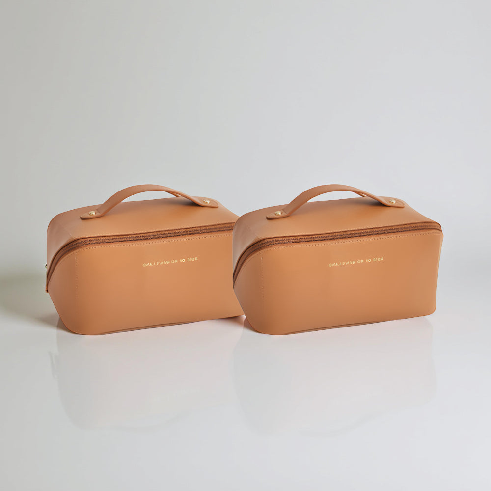 Spacious Travel Makeup Case PU Cosmetic Organizer