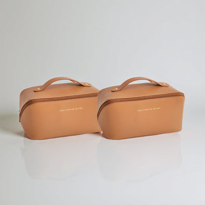 Spacious Travel Makeup Case PU Cosmetic Organizer