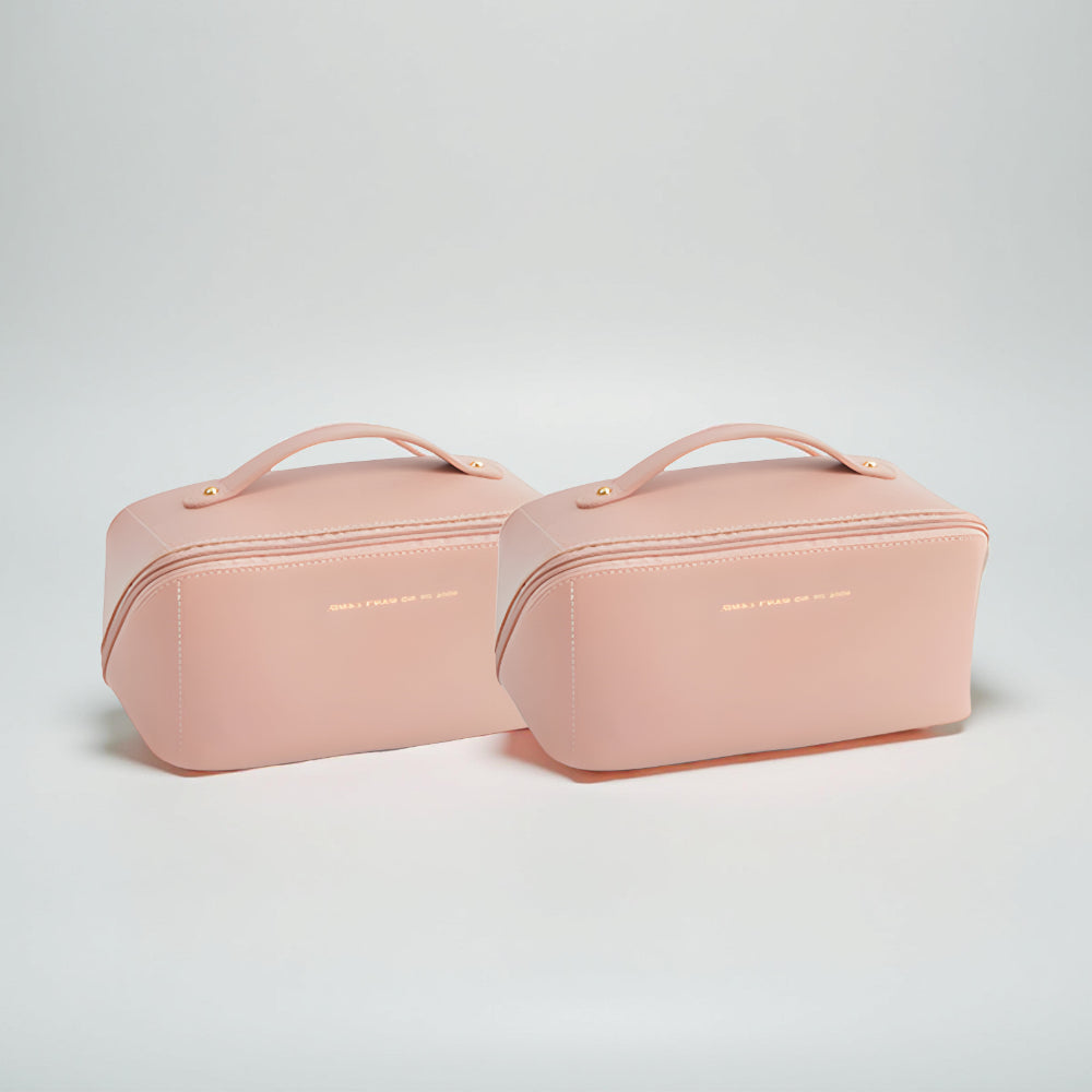 Spacious Travel Makeup Case PU Cosmetic Organizer