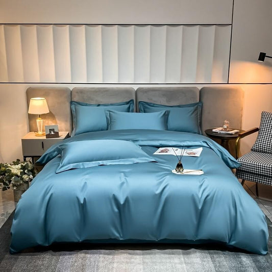 Soft Pastel Blue Luxury Duvet Cover Set - Lusomart