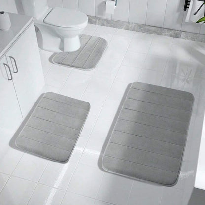 Comfortable 3-Piece Memory Foam Bathroom Mats, Anti-Slip