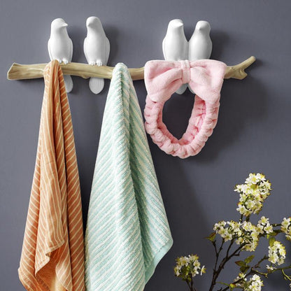 Rustic Tree Bird Wall Coat Rack In White Resin